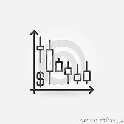 Falling Candlestick Chart vector Dollar Inflation concept line icon or symbol Stock Photo