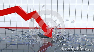 Falling chart breaks the bottom Stock Photo