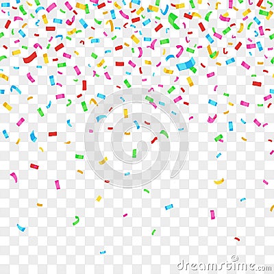 Falling colorful celebration party decoration confetti on checkered background Vector Illustration