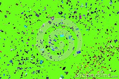 Falling colorful glitter foil confetti, color on chroma key, green screen background, holiday and festive fun Stock Photo
