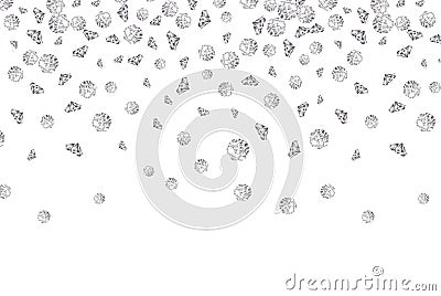 Falling diamond background vector gem on white. Jewelry luxury pattern backdrop isolated crystal stone Vector Illustration