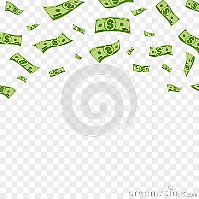 Falling dollar banknotes. Vector money confetti isolated Vector Illustration