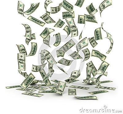 Falling dollar bills Stock Photo