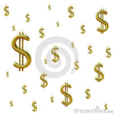 Falling Dollar signs Stock Photo