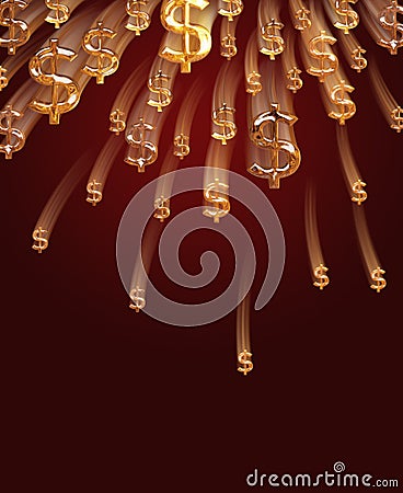 Falling dollar signs with copyspace Stock Photo