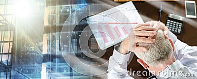 Falling down of economic activity; multiple exposure Stock Photo