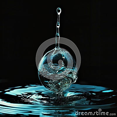 falling drops of water on a black background. concept of protecting natural resources Stock Photo