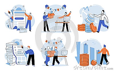 Falling economy. A fall in economy poses problems for businesses and individuals alike Vector Illustration