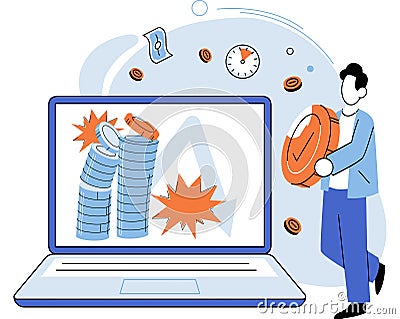 Falling economy. Individuals and businesses must navigate challenges falling economy Vector Illustration