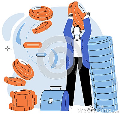 Falling economy. The falling economy highlights need for diversification and risk management in investments Vector Illustration