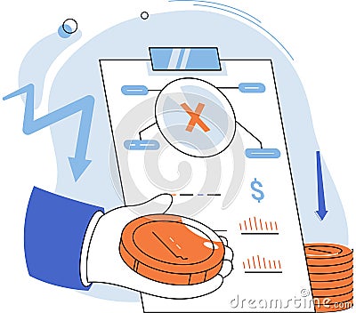 Falling economy. Economic policies and monetary measures aim to address challenges falling economy Vector Illustration