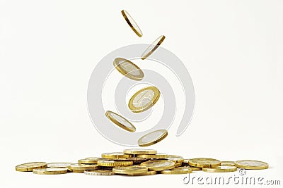 Falling euro coins Stock Photo