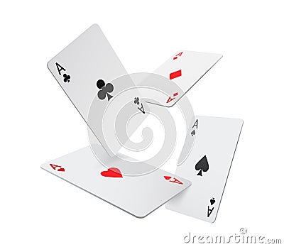 Falling or flying aces casino game playing cards Vector Illustration