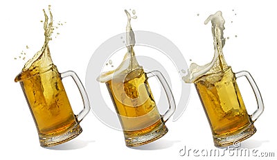 Falling glass of beer Stock Photo