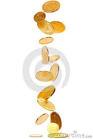 Falling Gold Coins Stock Photo