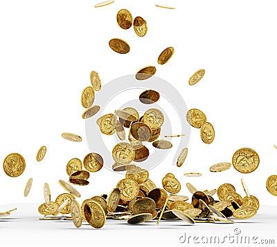 Falling Gold Coins Isolated Editorial Stock Photo