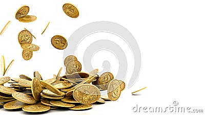 Falling Gold Coins Isolated Editorial Stock Photo