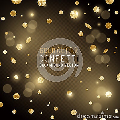 Falling Gold Confetti Vector Illustration