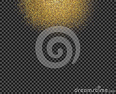 Falling gold dust shimmering luminous. Illustration template for holiday Christmas. Vector Illustration