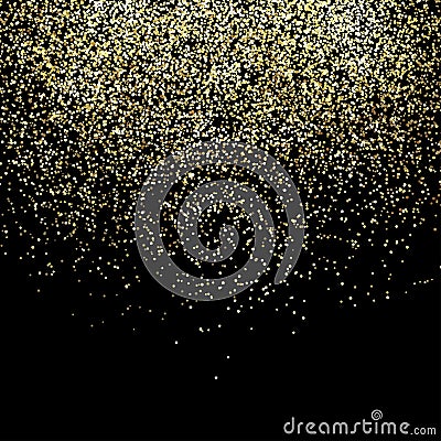 Falling gold particles. Golden rain background. Vector Illustration