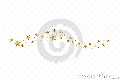 Falling golden stars. Cloud of golden stars isolated on transparent background. Vector illustration Vector Illustration