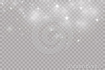 Falling hail or snow on a transparent background. Falling water drops texture. Vector Illustration