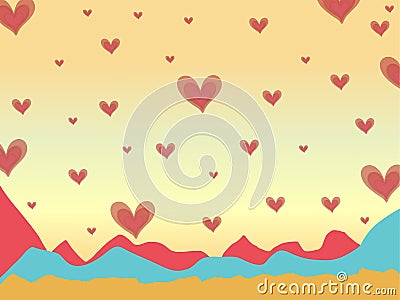 Falling heart with colorful mountain. Stock Photo