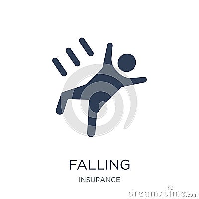 Falling icon. Trendy flat vector Falling icon on white background from Insurance collection Vector Illustration