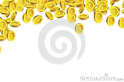 Falling Indian rupee coins, design elements, golden colored Cartoon Illustration