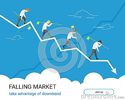 Falling markets and taking advantage of downtrend Vector Illustration