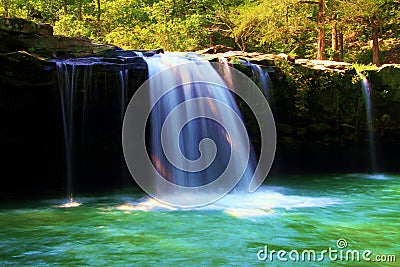 Falling Natural Spring Waterfall and Pool Stock Photo