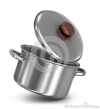 Falling pot with lid Stock Photo