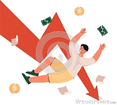 Falling rate concept Cartoon Illustration