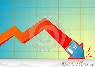 Falling Real Estate Graph Vector Illustration
