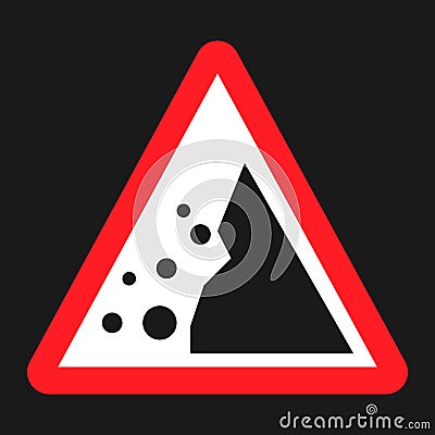 Falling rocks sign flat icon Vector Illustration