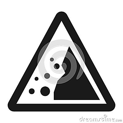 Falling rocks sign line icon Vector Illustration