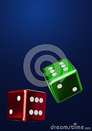 Falling rolling dices colorful Stock Photo