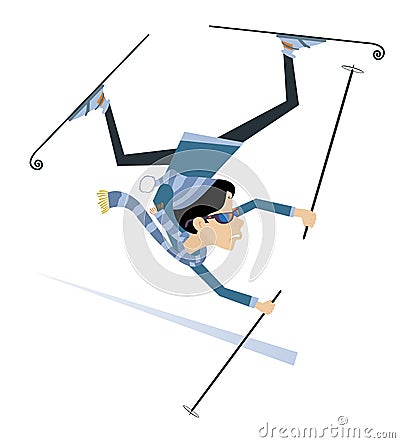 Falling skier woman illustration Vector Illustration