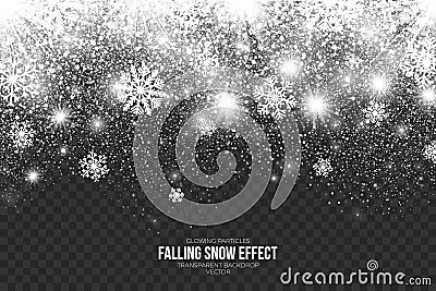 Falling Snow Effect on Transparent Background Vector Vector Illustration