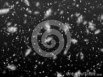 Falling snowflakes on black background stock illustration Cartoon Illustration