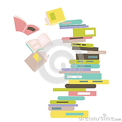 Falling stack of books Vector Illustration