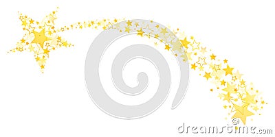 Falling Star With Tail Out Of Big And Little Stars Gold Vector Illustration