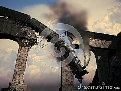 Falling train Stock Photo