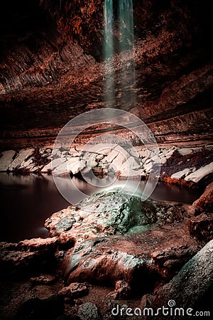 Falling Water Hamilton Pool Texas Hill Country Stock Photo