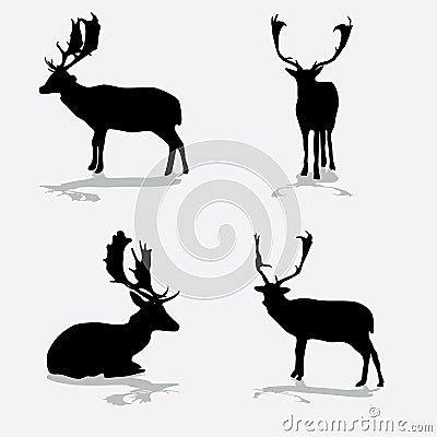 Fallow deer silhouette icons eps10 Vector Illustration