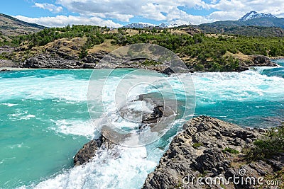 Falls of the confluence of Baker river and Neff river, Chilean Patagonia Stock Photo