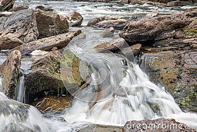 Falls of Dochart near Killin in Scottish Highlands, long exposure Stock Photo