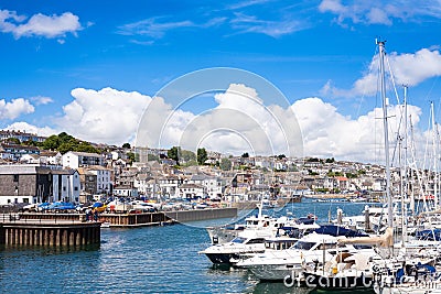 Falmouth Town and Harbour Marina From Afar Stock Photo