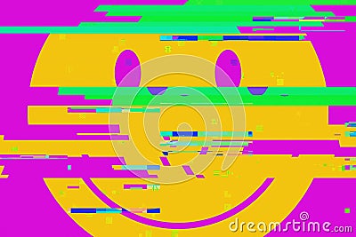 False colors smiley glitch yellow big Stock Photo