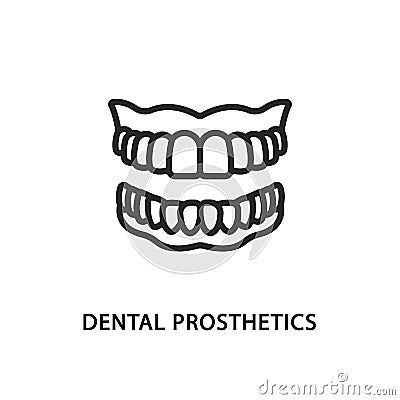 False jaw flat line icon. Vector illustration dental prosthetics. Denture symbol Vector Illustration